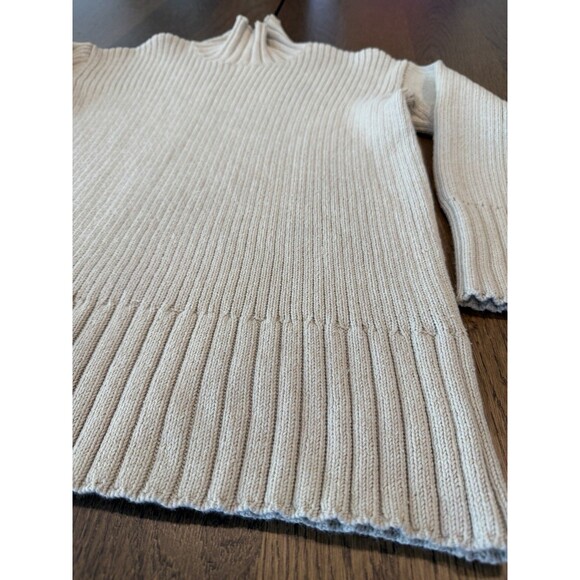 Free People Beach Mock Neck Ribbed Knit Sweater Women’s Sz S Oatmeal Long Sleeve - Picture 3 of 11